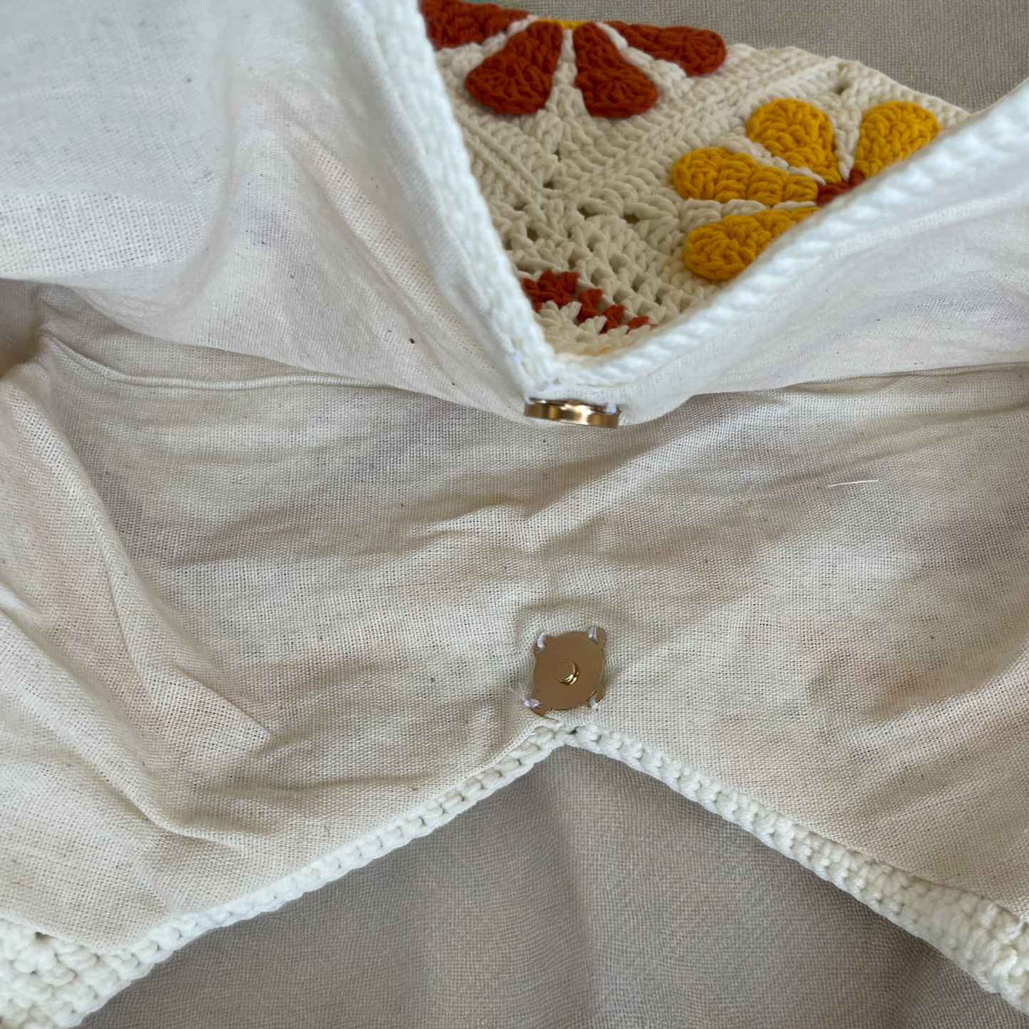 Handmade Crochet Floral Tote Bag | Large Boho Shoulder Bag | Retro Daisy Design