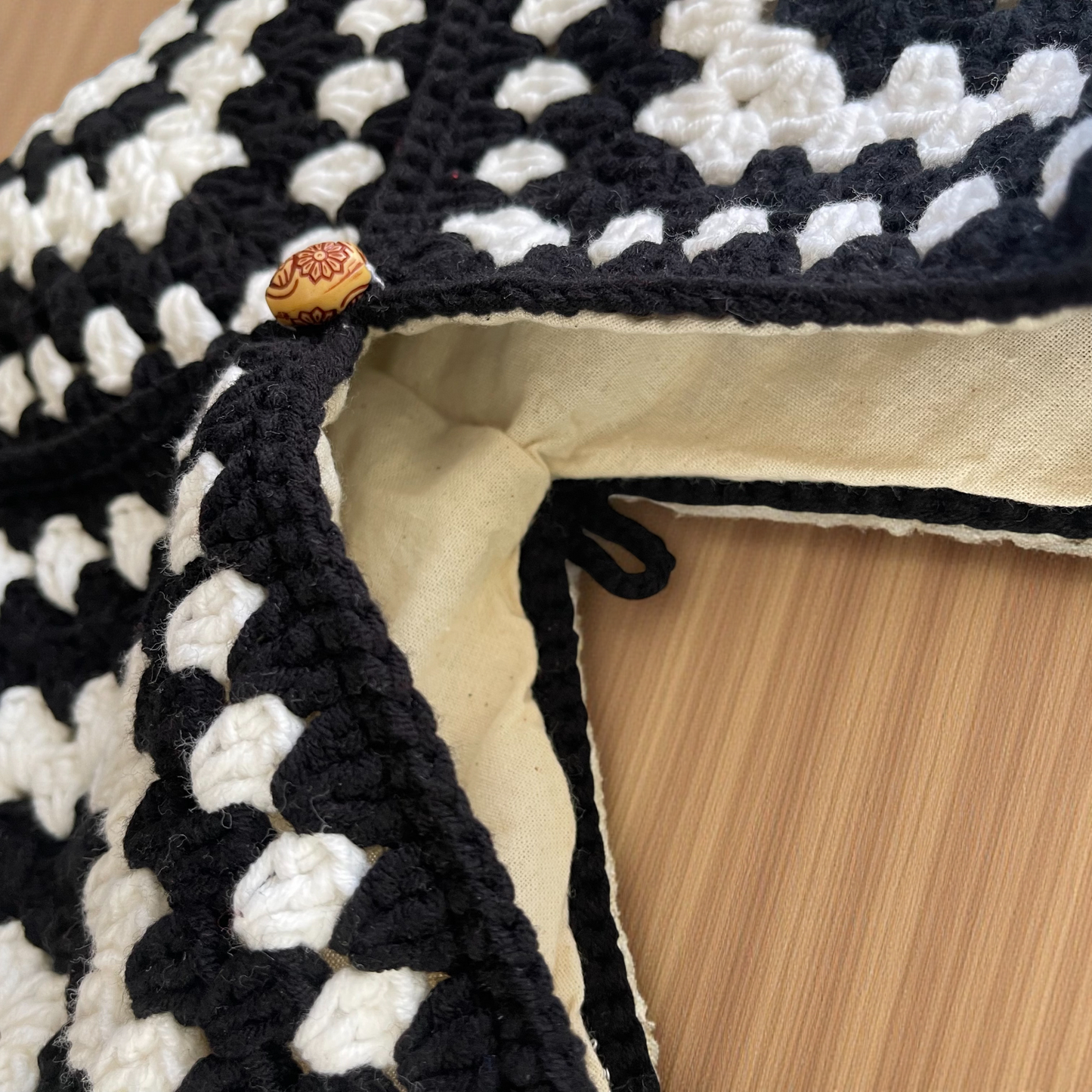 Handmade Crochet Shoulder Bags with Granny Square Details – Lined & Button Closure