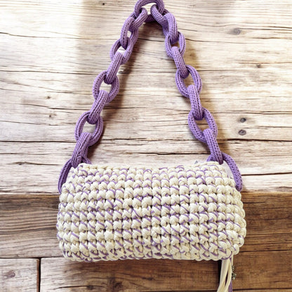 Handmade Crochet Chain Shoulder Bag – Modern Trendy Style with Secure Zipper Closure