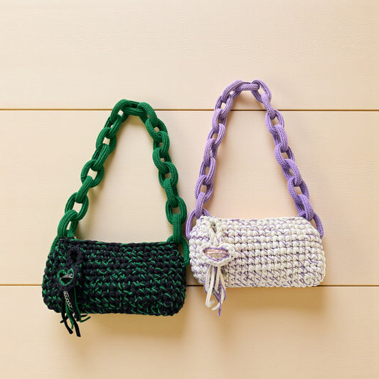 Handmade Crochet Chain Shoulder Bag – Modern Trendy Style with Secure Zipper Closure