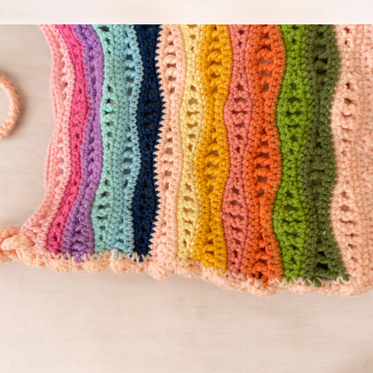 Handmade Crochet Rainbow Wave Bag – Sea Vibe Edition (With or Without Charms)