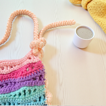 Handmade Crochet Rainbow Wave Bag – Sea Vibe Edition (With or Without Charms)