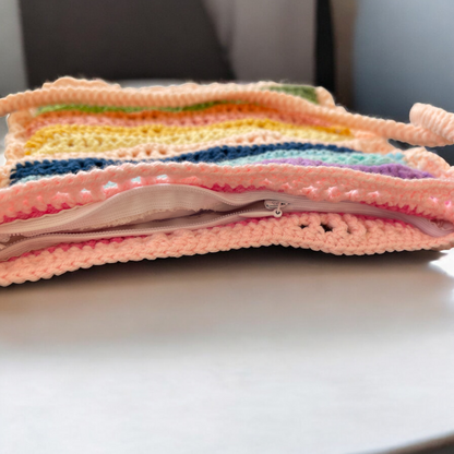Handmade Crochet Rainbow Wave Bag – Sea Vibe Edition (With or Without Charms)