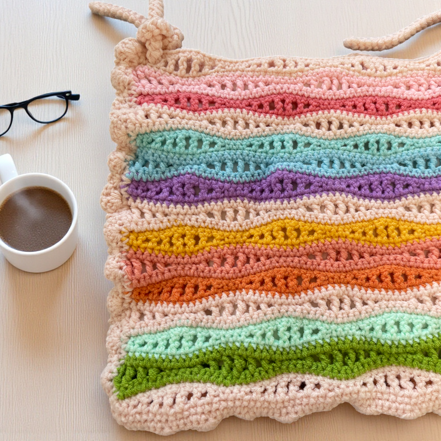 Handmade Crochet Rainbow Wave Bag – Sea Vibe Edition (With or Without Charms)