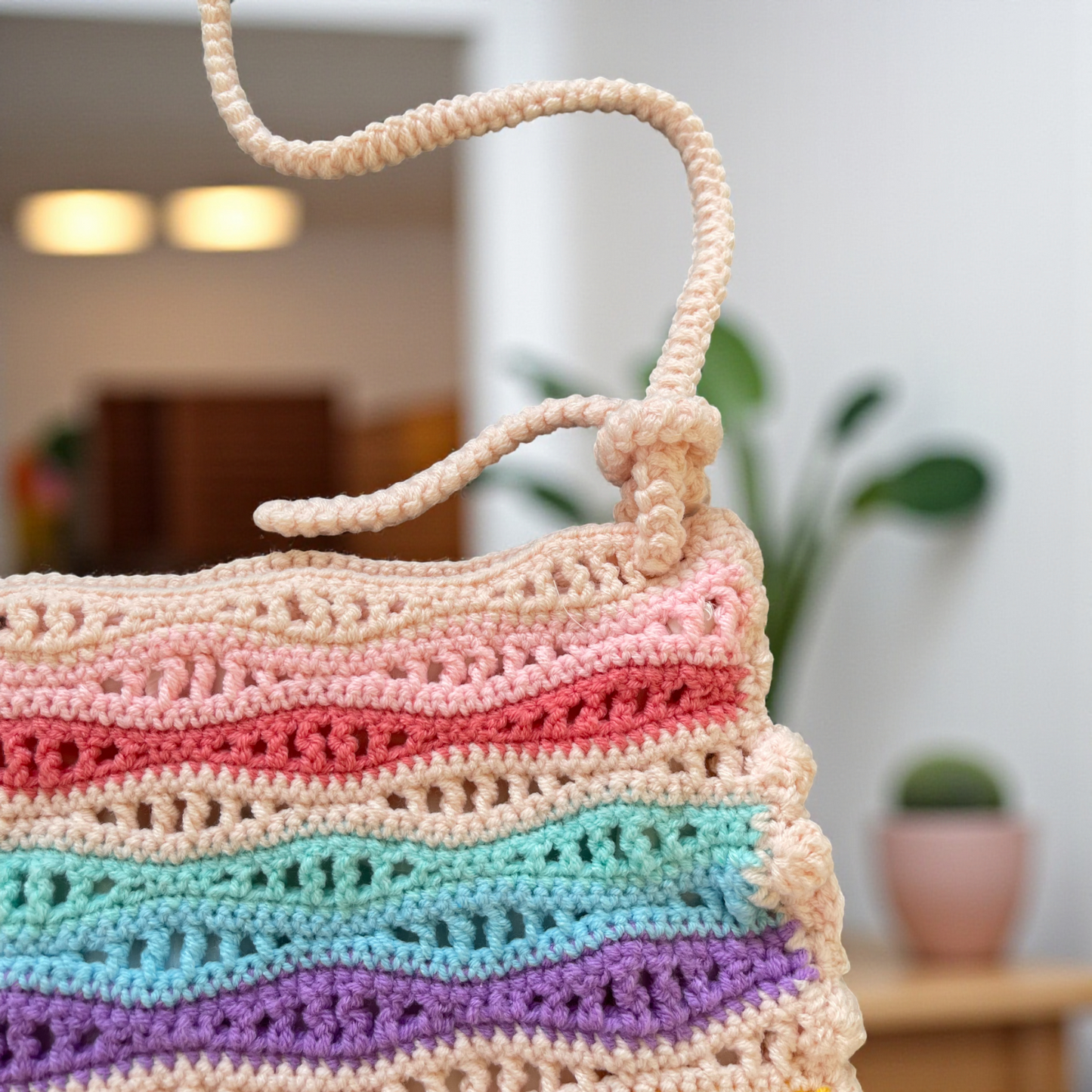 Handmade Crochet Rainbow Wave Bag – Sea Vibe Edition (With or Without Charms)