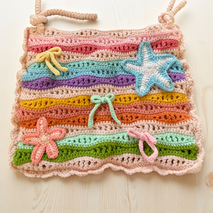 Handmade Crochet Rainbow Wave Bag – Sea Vibe Edition (With or Without Charms)