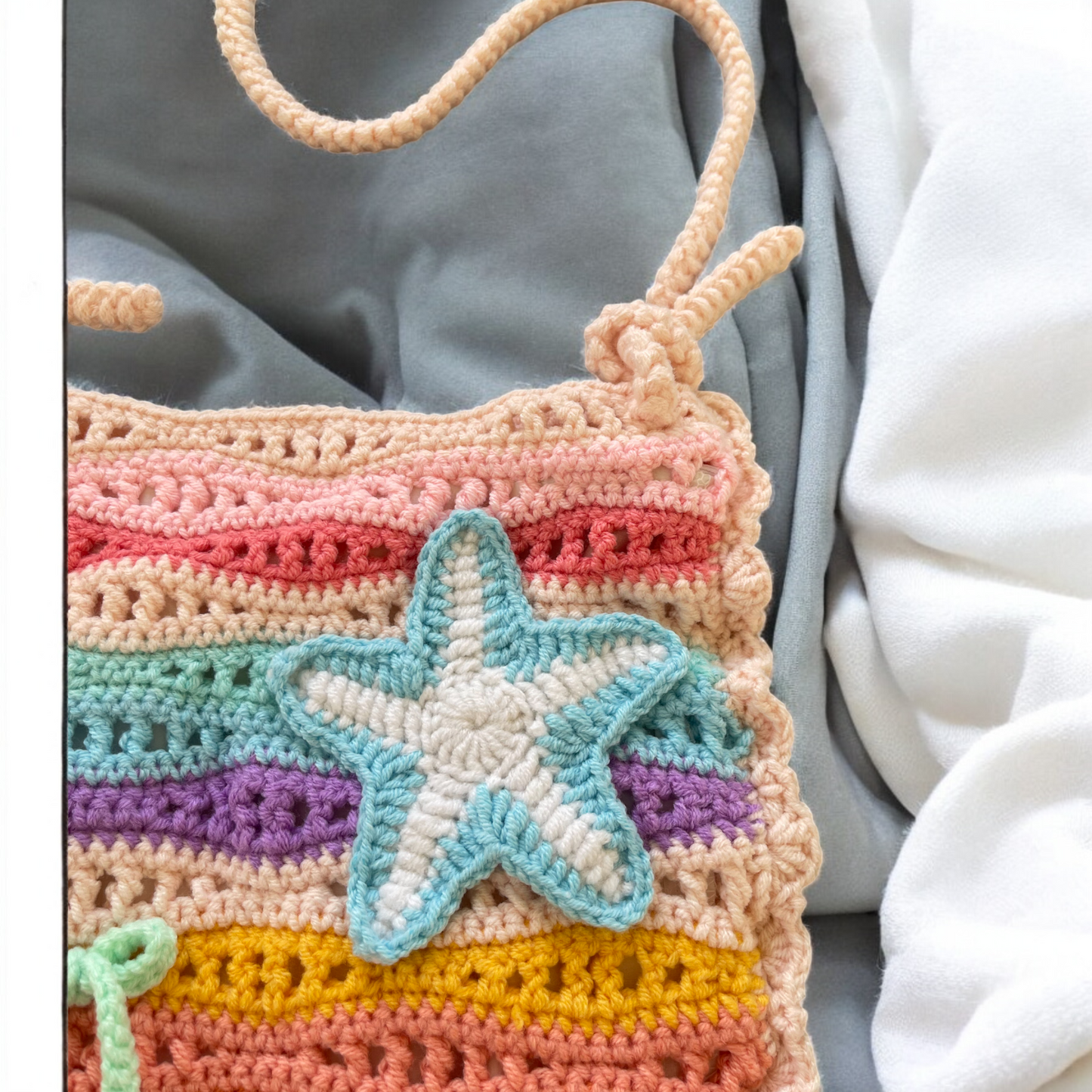 Handmade Crochet Rainbow Wave Bag – Sea Vibe Edition (With or Without Charms)
