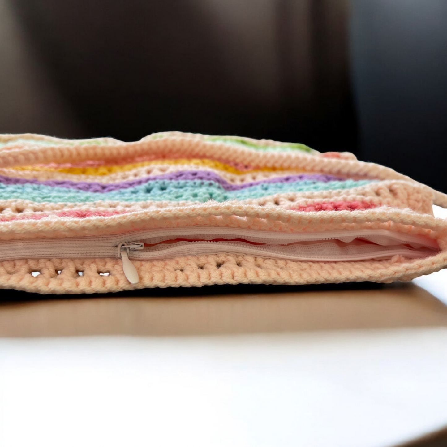 Handmade Crochet Rainbow Wave Bag – Sea Vibe Edition (With or Without Charms)