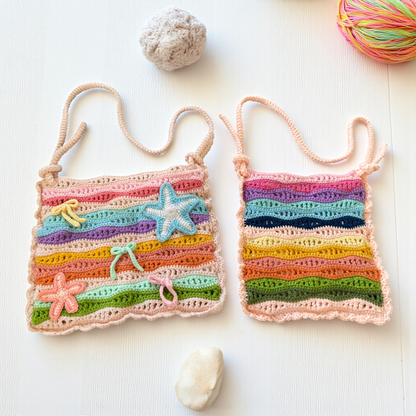 Handmade Crochet Rainbow Wave Bag – Sea Vibe Edition (With or Without Charms)