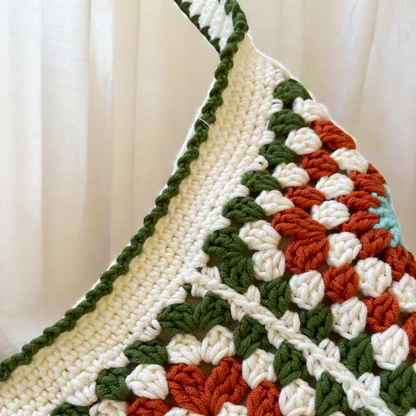 Handmade Crochet Floral Tote Bag | Large Boho Shoulder Bag | Retro Granny Square Design