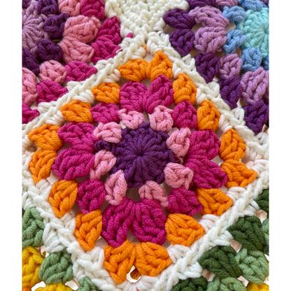 Handmade Crochet Floral Tote Bag | Large Boho Shoulder Bag | Retro Granny Square Design