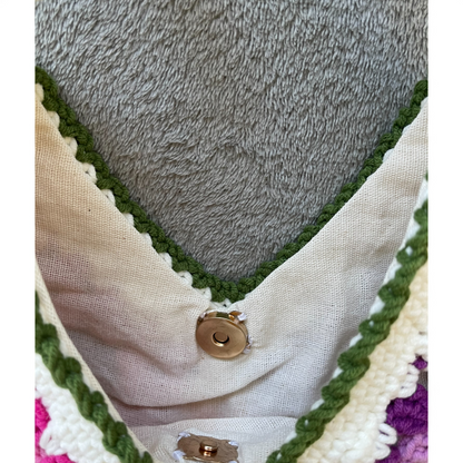 Handmade Crochet Floral Tote Bag | Large Boho Shoulder Bag | Retro Granny Square Design