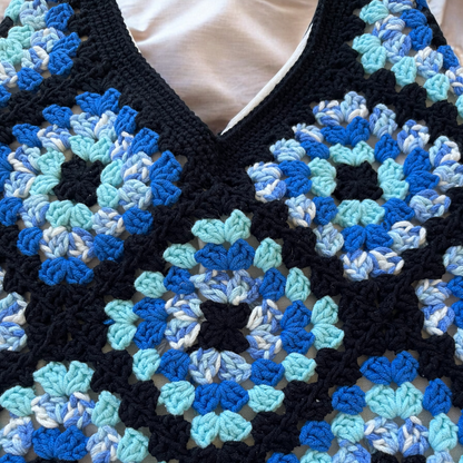 Handmade Crochet Granny Square Tote Bag – Retro Vintage Style Shoulder Bag