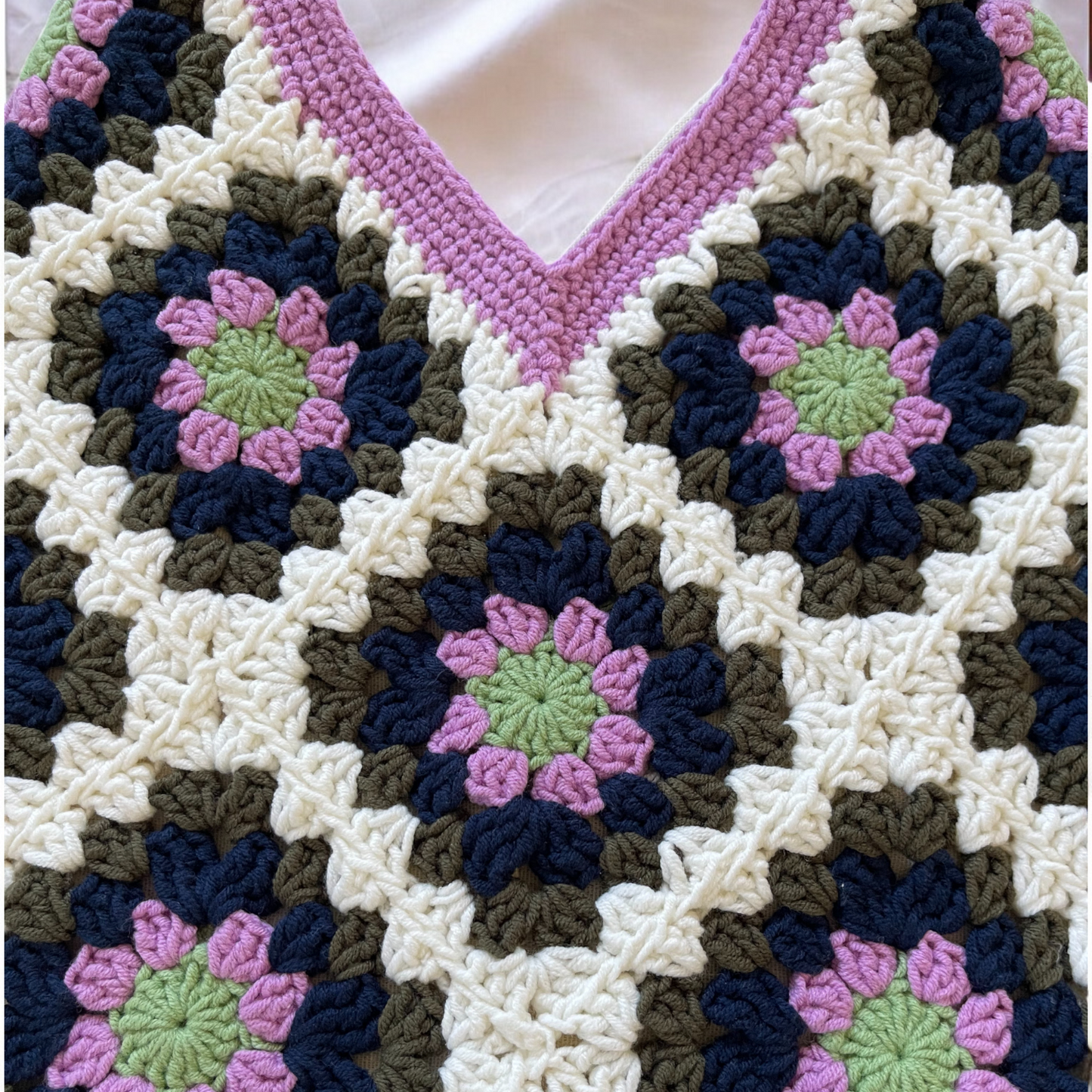 Handmade Crochet Granny Square Tote Bag – Retro Vintage Style Shoulder Bag