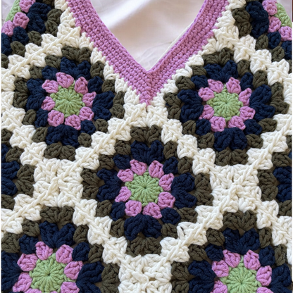 Handmade Crochet Granny Square Tote Bag – Retro Vintage Style Shoulder Bag