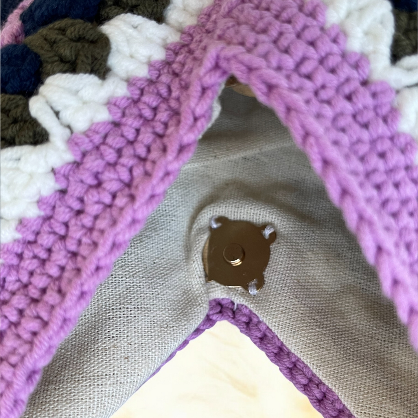 Handmade Crochet Granny Square Tote Bag – Retro Vintage Style Shoulder Bag