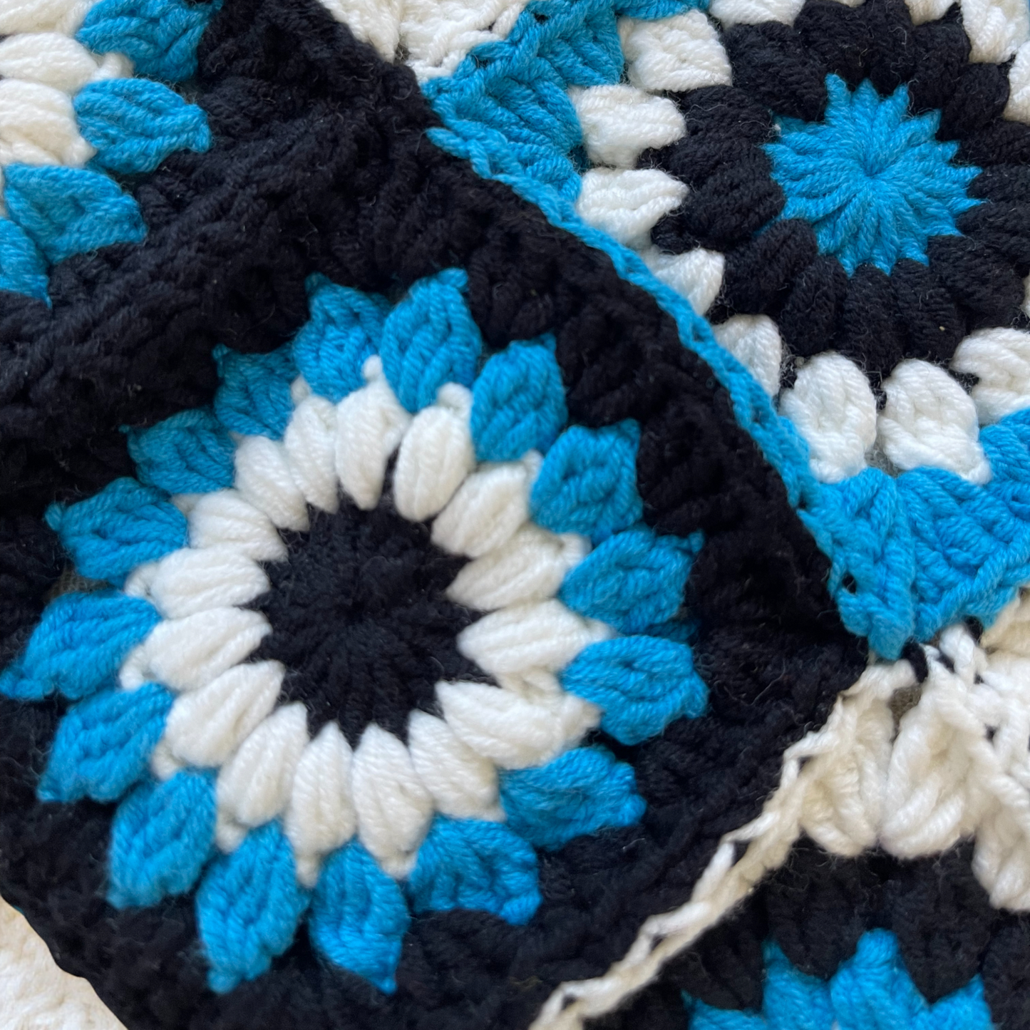 Small Handmade Crochet Tote Bag – Daisy Granny Square with Lining and Button Closure