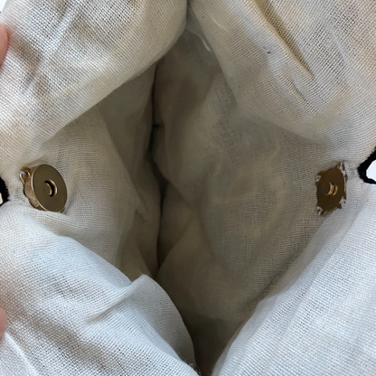 Small Handmade Crochet Tote Bag – Daisy Granny Square with Lining and Button Closure