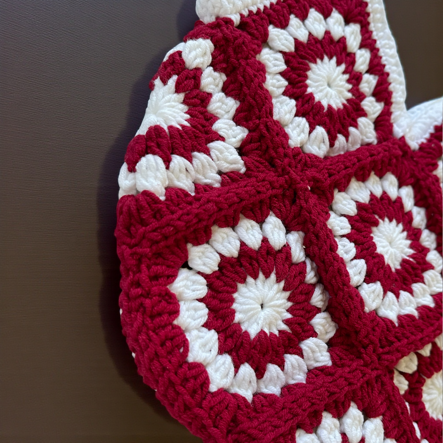 Small Handmade Crochet Tote Bag – Daisy Granny Square with Lining and Button Closure