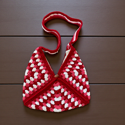 Handmade Crochet Shoulder Bags with Granny Square Details – Lined & Button Closure