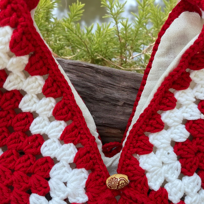 Handmade Crochet Shoulder Bags with Granny Square Details – Lined & Button Closure