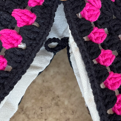 Handmade Crochet Shoulder Bags with Granny Square Details – Lined & Button Closure