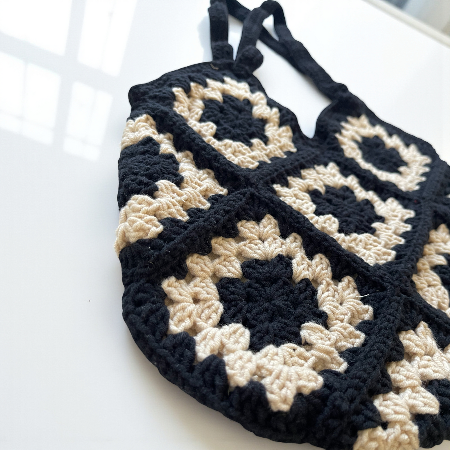 Handmade Crochet Trendy Bag with Granny Square Details