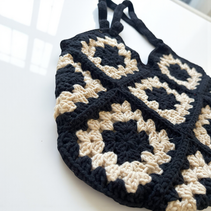 Handmade Crochet Trendy Bag with Granny Square Details