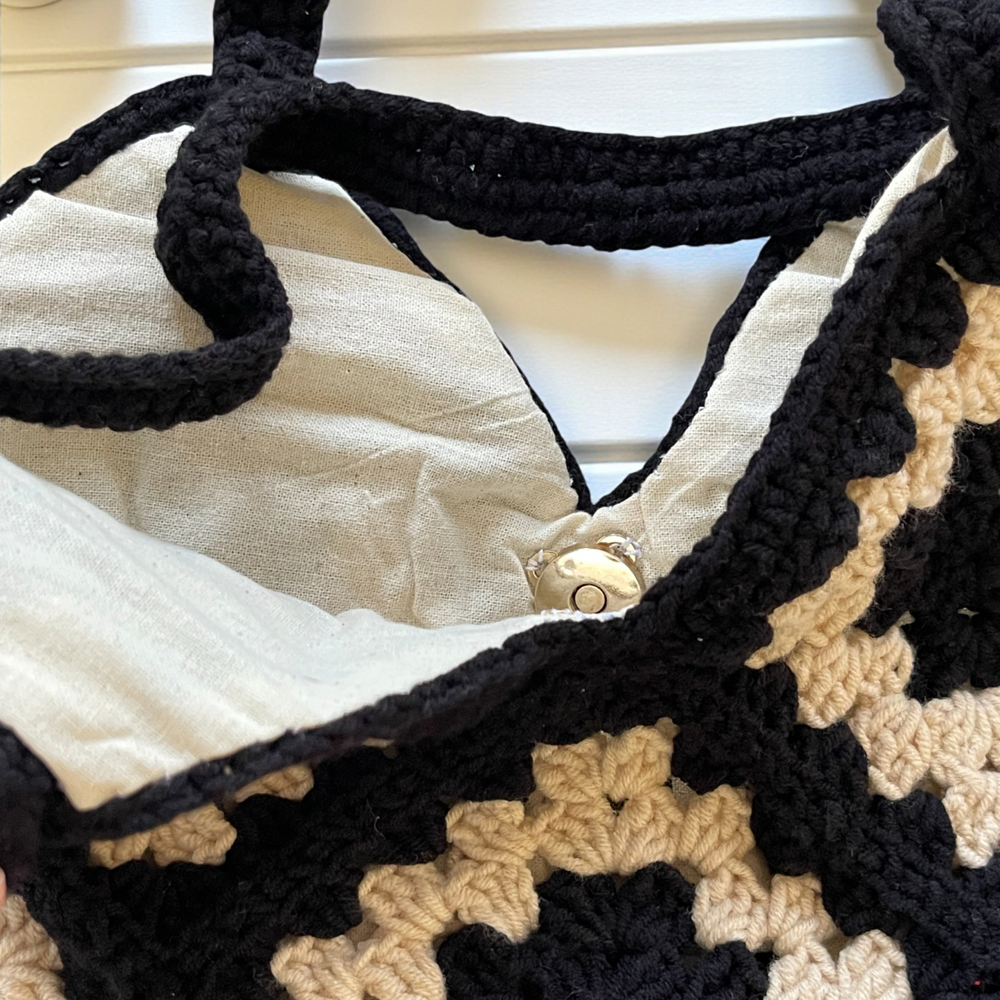 Handmade Crochet Trendy Bag with Granny Square Details