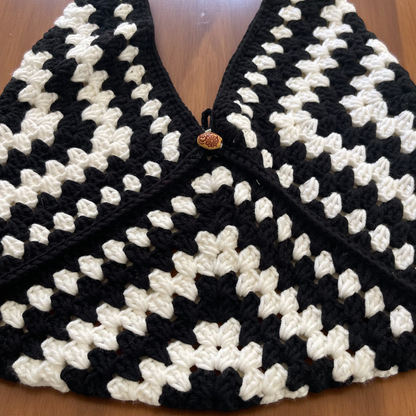Handmade Crochet Shoulder Bags with Granny Square Details – Lined & Button Closure