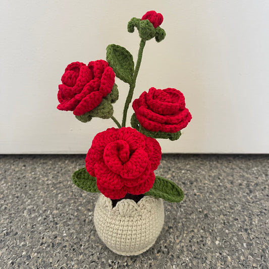 Mini Crochet Rose Pots – Tiny blooms, endless charm
