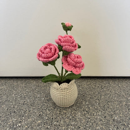 Mini Crochet Rose Pots – Tiny blooms, endless charm