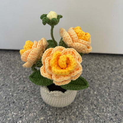 Mini Crochet Rose Pots – Tiny blooms, endless charm
