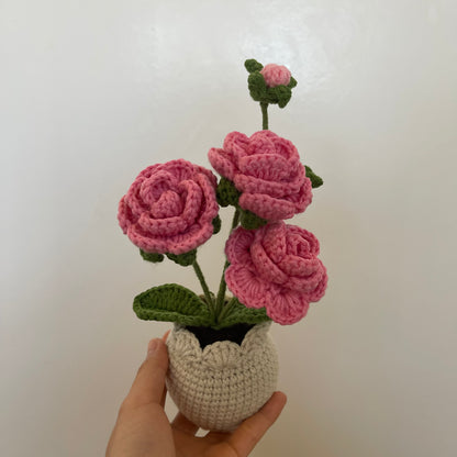 Mini Crochet Rose Pots – Tiny blooms, endless charm